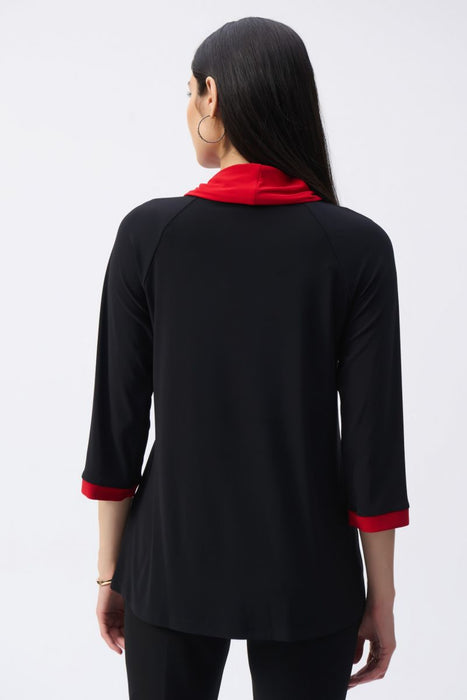 Joseph Ribkoff Contrast Trim Cowl Neck Tunic Top 243163