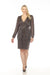 Joseph Ribkoff Style 233750 Black/Rose Gold Shimmery Faux Wrap Sheath Dress