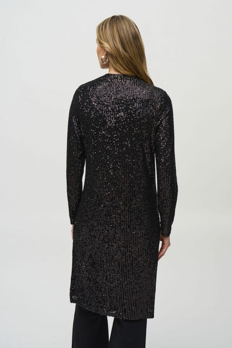 Joseph Ribkoff Black Sequined Long Sleeve Cover-Up Jacket 244925