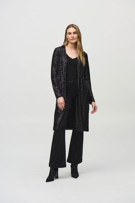 Joseph Ribkoff Black Sequined Long Sleeve Cover-Up Jacket 244925