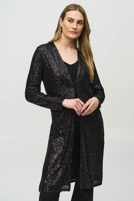 Joseph Ribkoff 244925 Black Sequined Long Sleeve Cover-Up