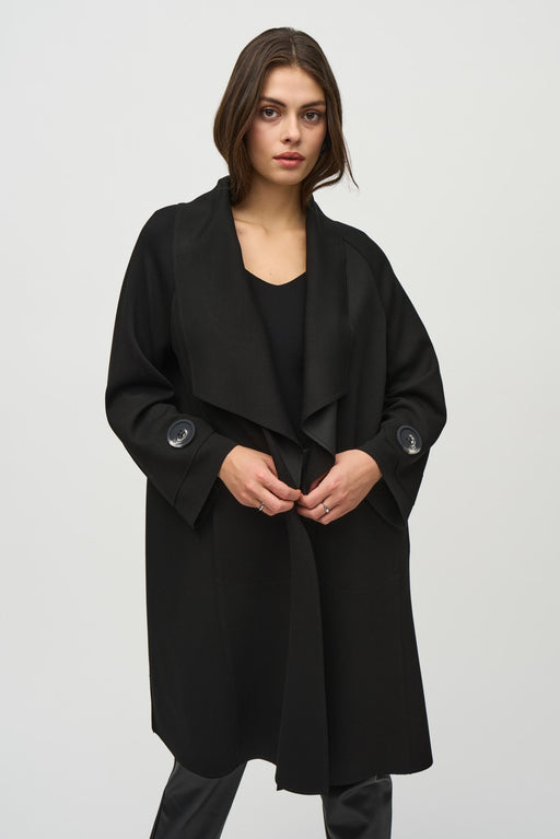 Joseph Ribkoff Style 244171 Black Shawl Collar Open Front Long Coat