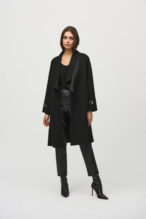 Joseph Ribkoff Black Shawl Collar Open Front Long Coat 244171