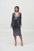 Joseph Ribkoff 244033 Black/Silver Sequined V-Neck Long Sleeve Sheath Dress