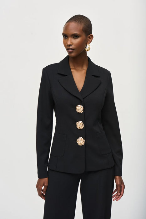 Joseph Ribkoff Style 243160 Black Statement Button Long Sleeve Blazer Jacket