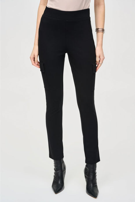 Joseph Ribkoff Style 243045 Black Stretch Pull On Slim Cargo Pants