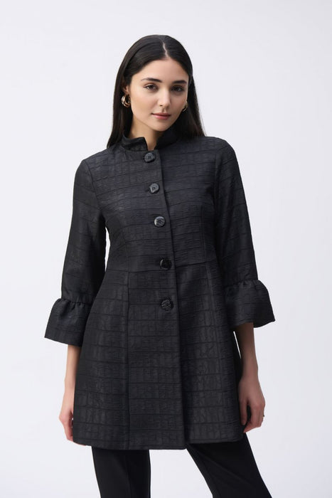 Joseph Ribkoff Style 243738 Black Textured 3/4 Bell Sleeve Coat