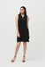 Joseph Ribkoff Style 242116 Black Tiered Ruffles Zip Front Sleeveless Shift Dress