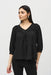 Joseph Ribkoff Style 242062 Black V-Neck 3/4 Sleeve Peasant Gauze Top