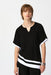 Joseph Ribkoff Style 241279 Black/Vanilla Striped Short Sleeve Relaxed Asymmetric Top