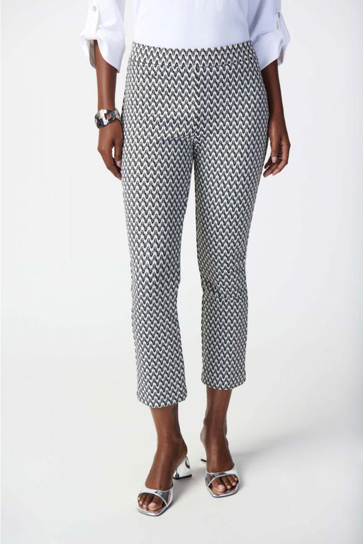 Joseph Ribkoff Style 241224 Black/White Geometric Print Stretch Pull On Cropped Pants