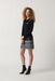 Joseph Ribkoff Style 233130 Black/White Houndstooth Faux Leather Drop Waist Shift Dress