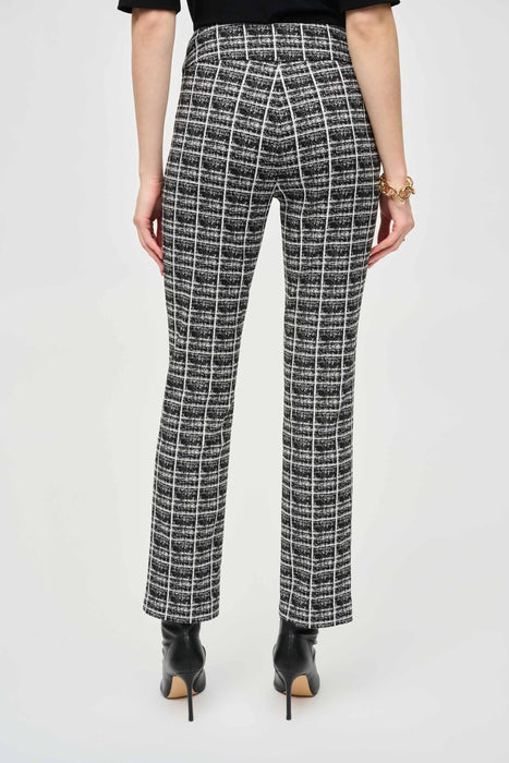 Joseph Ribkoff Black/White Plaid Jacquard Pull On Straight Pants 243130