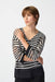 Joseph Ribkoff Style 241255 Black/White Striped Open-Knit 3/4 Sleeve Hi-Low Top