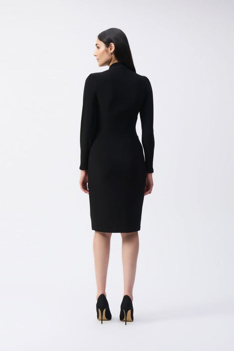 Joseph Ribkoff Black Wrap Front Long Sleeve Sheath Dress 243236