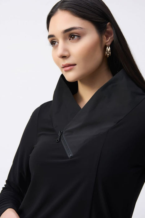 Joseph Ribkoff Zip High Collar Long Sleeve Asymmetric Top 243065