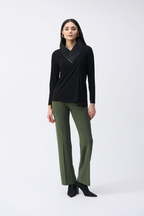 Joseph Ribkoff Zip High Collar Long Sleeve Asymmetric Top 243065