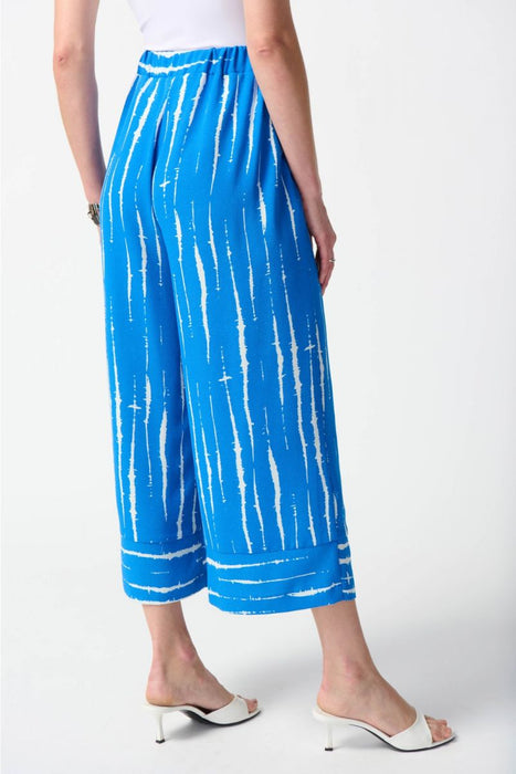 Joseph Ribkoff Blue/White Abstract Print Pull On Culotte Pants 242047