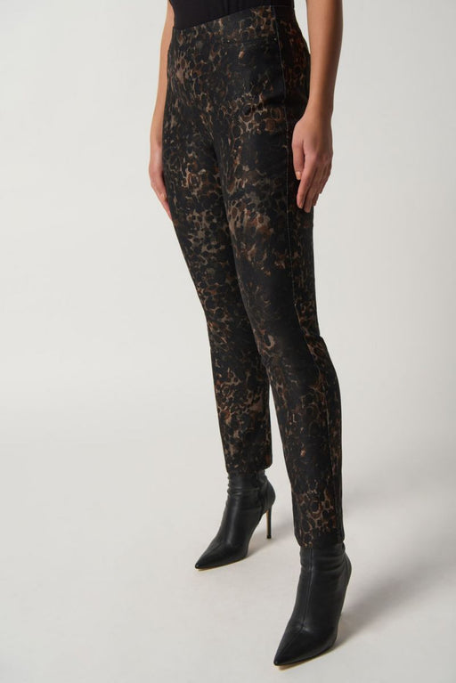 Joseph Ribkoff Style 233915 Brown/Black Animal Print Pull On Slim Ankle Pants