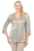 Joseph Ribkoff Style 241237 Champagne/Gold Metallic Textured Zip Front 3/4 Sleeve Tunic Top