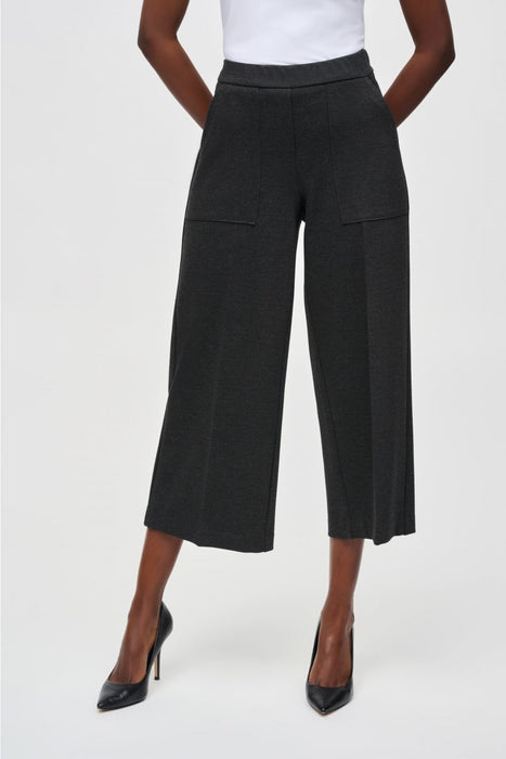 Joseph Ribkoff Style 243259 Charcoal Grey Heavy Knit Pull-On Culotte Pants