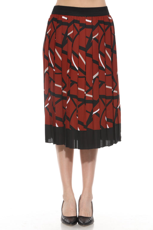 Joseph Ribkoff Style 243201 Cinnamon/Multi Abstract Pleated Midi Skirt