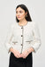 Joseph Ribkoff 243911  Winter White/Black Contrast Trim Long Sleeve Bouclé Jacket