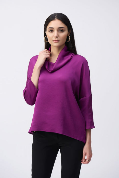 Joseph Ribkoff 243189 Empress Cowl Neck 3/4 Sleeve Silky Hi-Low Top