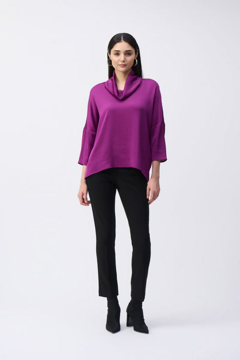 Joseph Ribkoff Cowl Neck 3/4 Sleeve Silky Hi-Low Top 243189