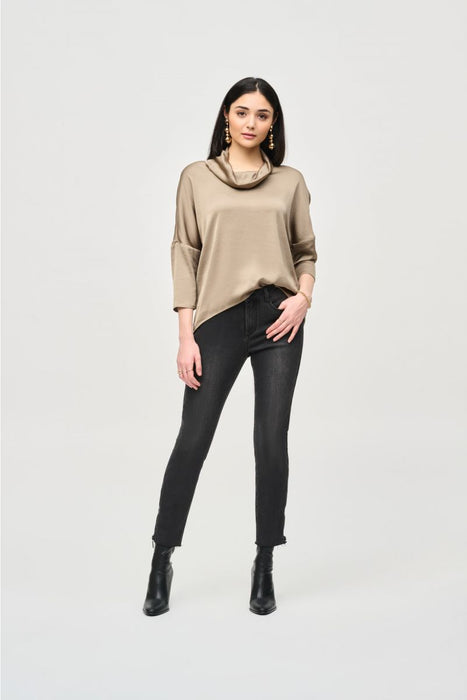 Joseph Ribkoff Cowl Neck 3/4 Sleeve Silky Hi-Low Top 243189