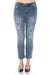 Joseph Ribkoff Style 242921 Denim Medium Blue Distressed Embellished Cropped Jeans