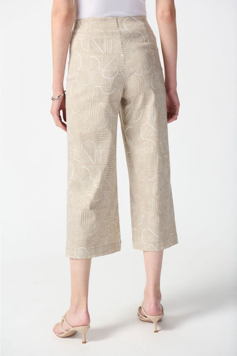 Joseph Ribkoff Dune/Vanilla Geometric Print Pull On Culotte Pants 242220