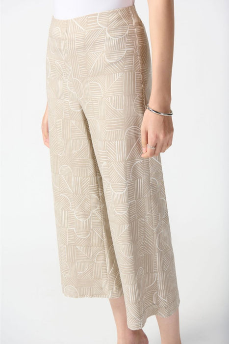 Joseph Ribkoff Dune/Vanilla Geometric Print Pull On Culotte Pants 242220