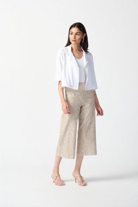 Joseph Ribkoff Dune/Vanilla Geometric Print Pull On Culotte Pants 242220