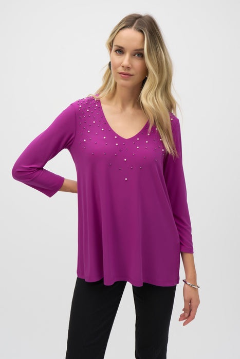 Joseph Ribkoff Style 243075 Empress Embellished 3/4 Sleeve Fit-And-Flare Top