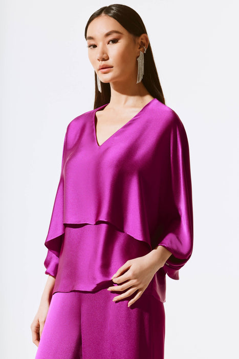 Joseph Ribkoff Layered Batwing Sleeve Satin Top 243790