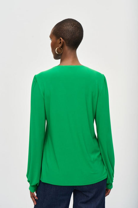 Joseph Ribkoff V-Neck Puff Sleeve Flared Top 243185