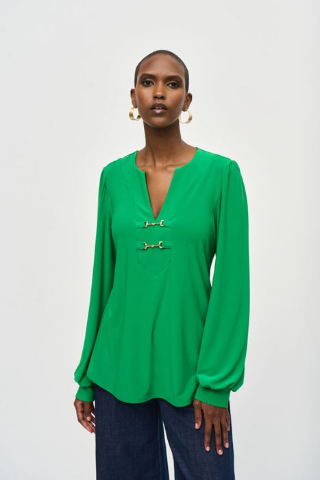 Joseph Ribkoff 243185 Envy Flared Long Puff Sleeve Top 
