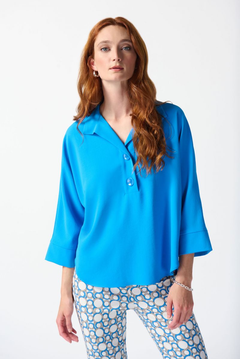 Joseph Ribkoff Collared 34 Sleeve Boxy Top 242057 — Afterretail 7755