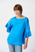 Joseph Ribkoff Style 241182 French Blue Pleated Sleeve Boat Neck Satin Top