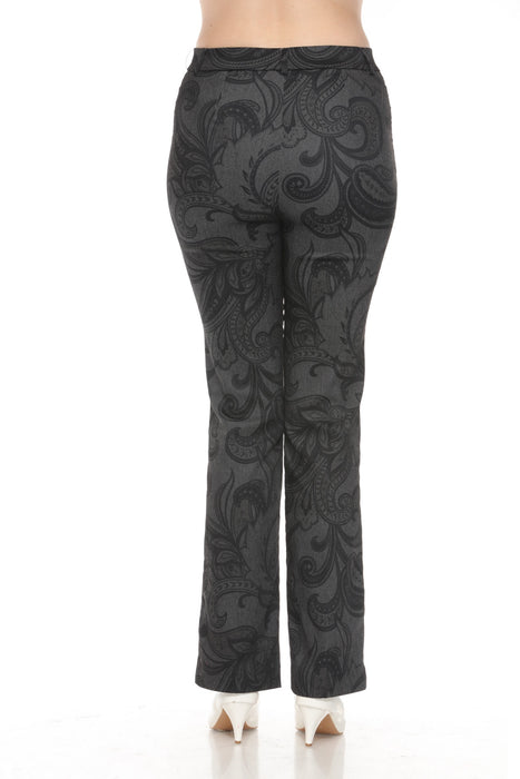 Joseph Ribkoff Grey/Black Paisley Brocade Bootcut Pants 243303