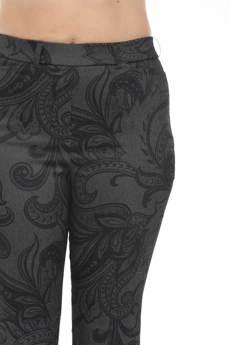 Joseph Ribkoff Grey/Black Paisley Brocade Bootcut Pants 243303