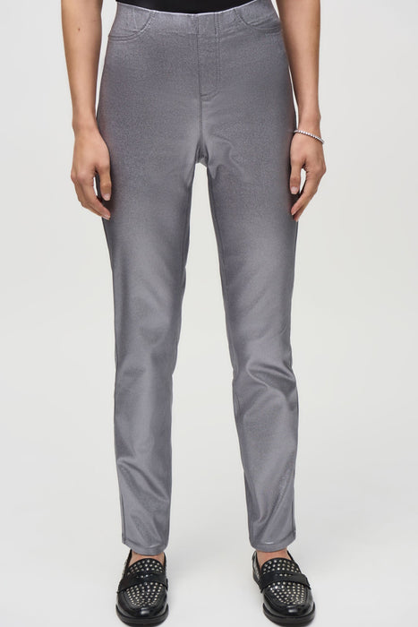 Joseph Ribkoff Style 244952 Gunmetal Metallic Coated Denim Slim Ankle Pants