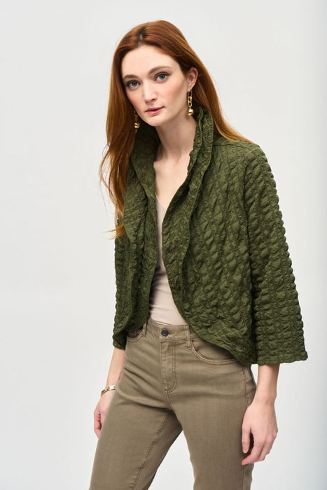 Joseph Ribkoff Style 243084 Iguana Bubble Textured Open Front Cropped Jacket