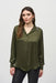 Joseph Ribkoff Style 244101 Iguana Green Embellished Button-Down Satin Blouse