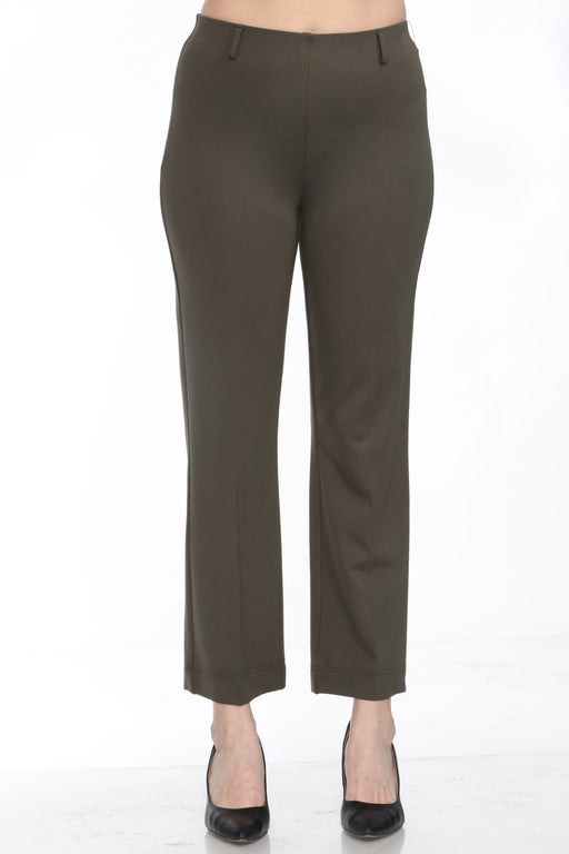 Joseph Ribkoff Style 243049 Iguana Green High Rise Straight Ankle Trouser Pants