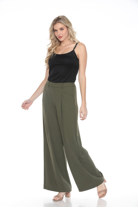 Joseph Ribkoff Iguana Green Pleated Front Wide Leg Trouser Pants 243099