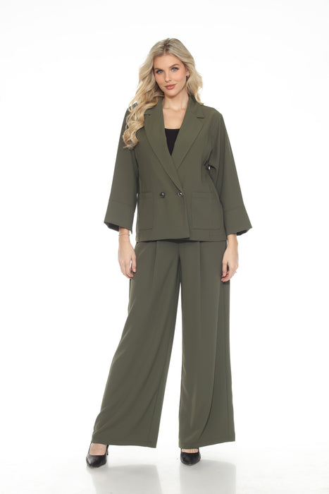 Joseph Ribkoff Iguana Green Pleated Front Wide Leg Trouser Pants 243099