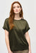 Joseph Ribkoff Style 243912 Iguana Satin Front Round Neck Short Sleeve Top