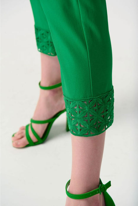 Joseph Ribkoff Embroidered Cutout Cuff Pull On Cropped Pants 241102